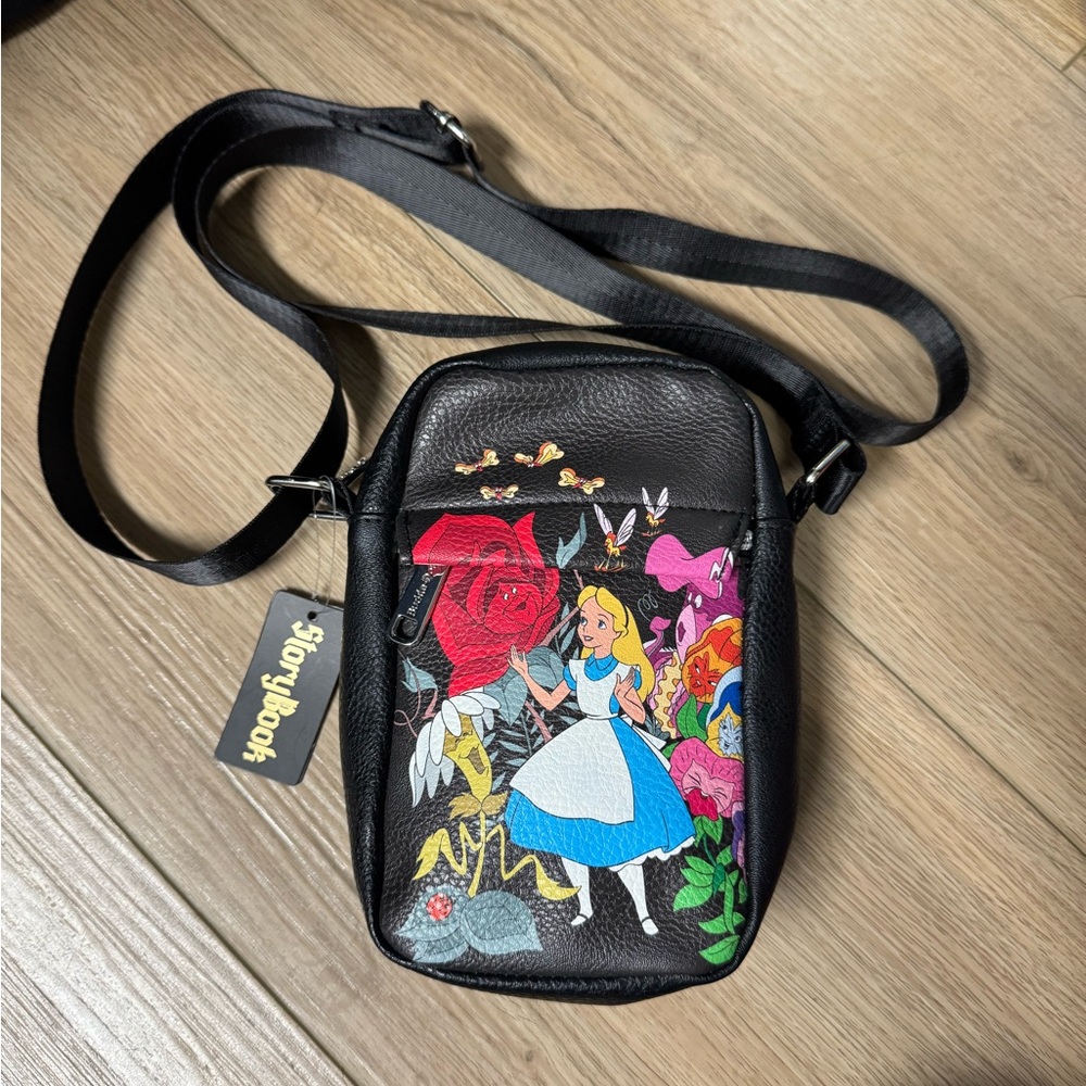 Disney Black Crossbody Bag with Colorful Alice Design